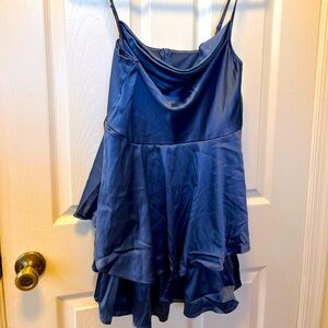 Blue Cowl neck Romper